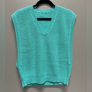 Women's Turquoise Knit Sweater Vest 80’s